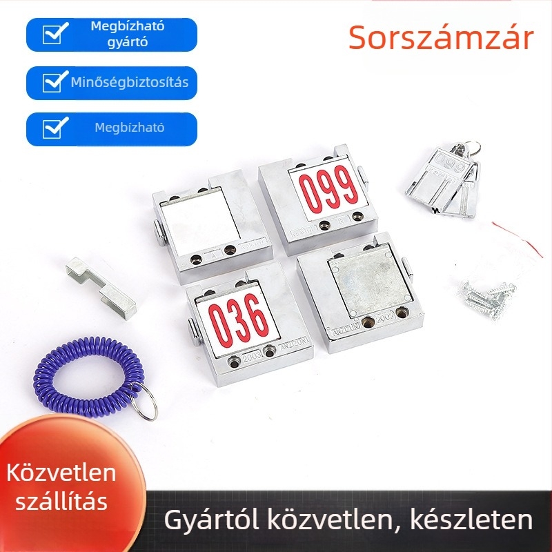 Számzár szekrényekhez és öltözőkbe — cinkötvözet, modern minimalista kialakítás