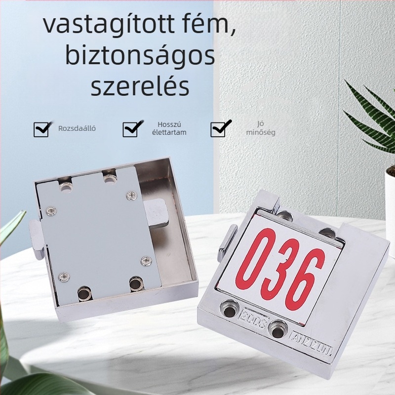 Számzár szekrényekhez és öltözőkbe — cinkötvözet, modern minimalista kialakítás