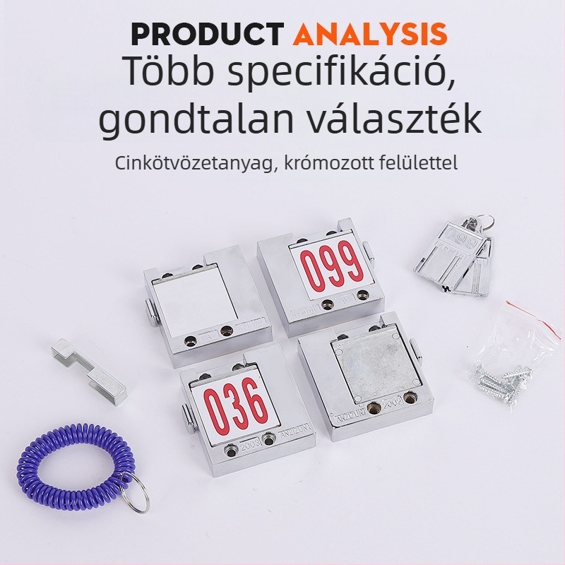 Számzár szekrényekhez és öltözőkbe — cinkötvözet, modern minimalista kialakítás