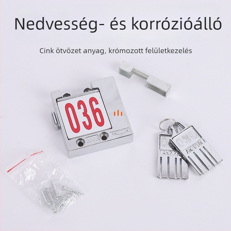 Számzár szekrényekhez és öltözőkbe — cinkötvözet, modern minimalista kialakítás