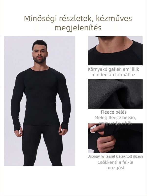 Férfi kosárlabda edzőfelső - Meleg, lélegző, magas rugalmasságú, hosszú ujjú, Slim Fit