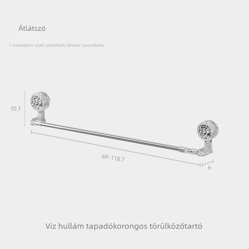 Szívókorongos törölközőtartó, kihúzható, forgatható, fúrás nélkül, fürdőszobába, műanyag