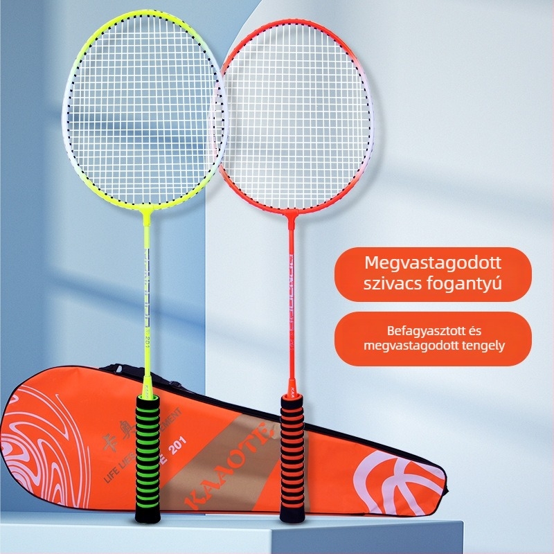 Badminton ütő készlet — ultrakönnyű, szénszálas váz, két ütő, felnőtteknek és gyermekeknek, súlya 95-100 g, tartós