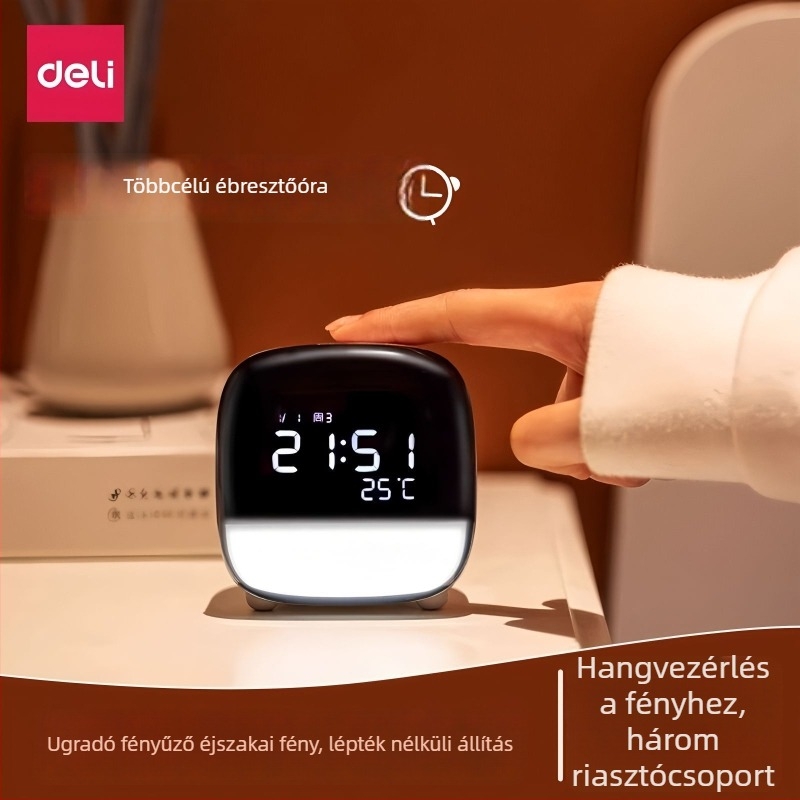 Deli Ébresztőóra 8852 — többfunkciós okos óra naptárral, LED/LCD kijelző, külső tápegység