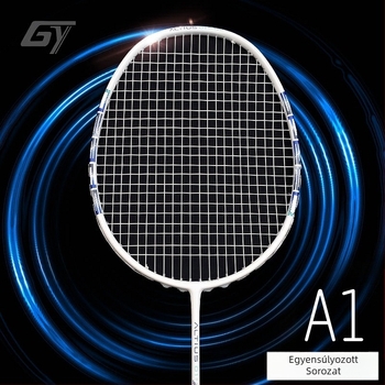 Badminton ütő - szénszálas keret, súly 80–84 g, markolat vastagsága G5, egyenes ütés, damil anyaga Fiber Silk