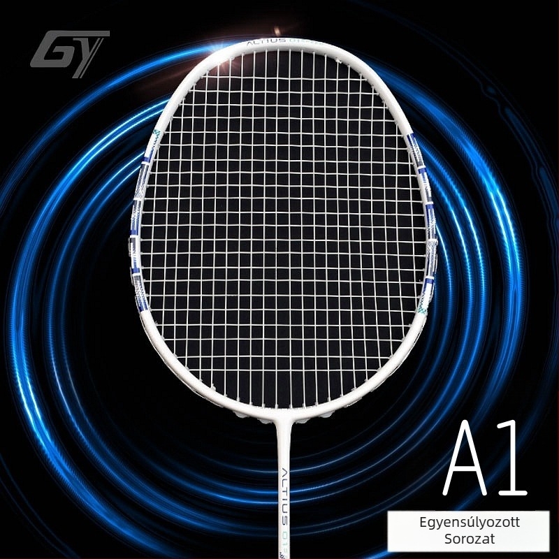 Badminton ütő - szénszálas keret, súly 80–84 g, markolat vastagsága G5, egyenes ütés, damil anyaga Fiber Silk