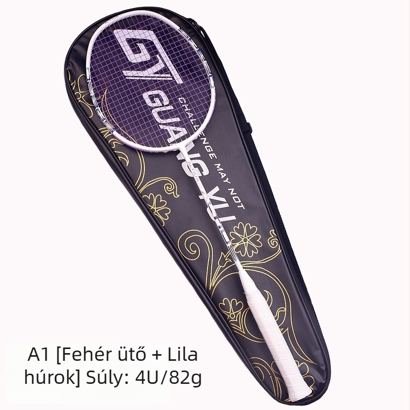 Badminton ütő - szénszálas keret, súly 80–84 g, markolat vastagsága G5, egyenes ütés, damil anyaga Fiber Silk
