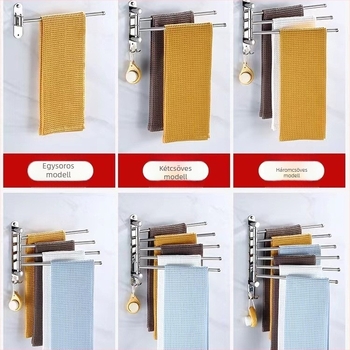 Forgó törölközőtartó, 304 rozsdamentes acél, összecsukható fürdőszobai tartó