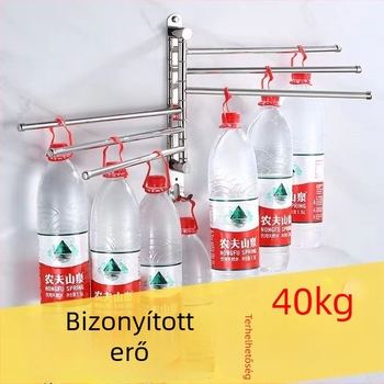 Forgó törölközőtartó, 304 rozsdamentes acél, összecsukható fürdőszobai tartó