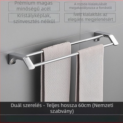 Rozsdamentes acél fürdőszobai törölközőtartó - krómozott felület, készlet 2–6 darab, márka Jierun, modell A2200