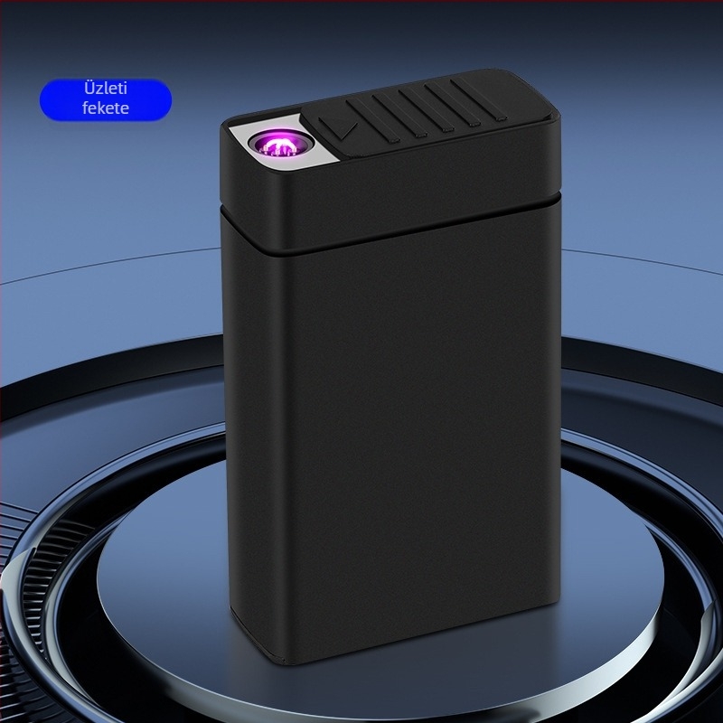 Cigaretta tartó tok beépített töltő gyújtóval, hordozható rejtett húzós kialakítás, műanyag test, logónyomtatás és testreszabás, magánmárka lehetőség, 1 éves élettartam