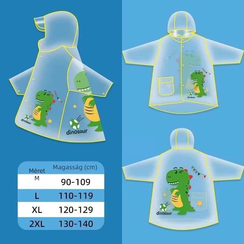 Gyermekeknek szóló rajzfilm mintás esőponcho, uniszex, PVC anyag, normál vastagság, kerékpáros használatra