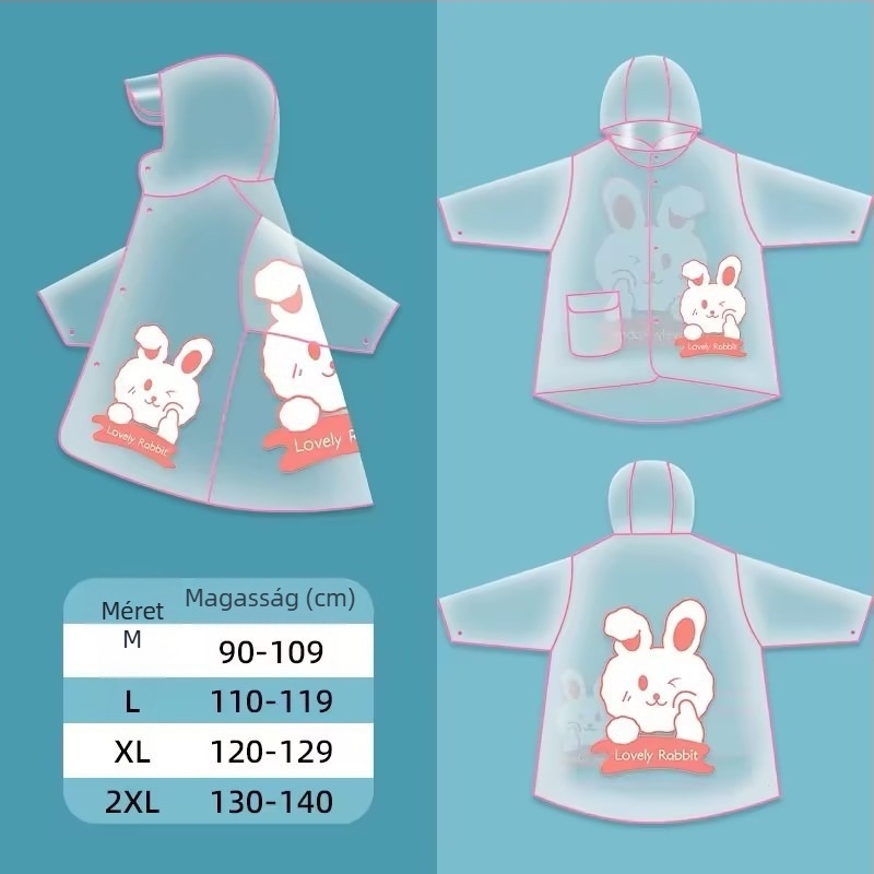Gyermekeknek szóló rajzfilm mintás esőponcho, uniszex, PVC anyag, normál vastagság, kerékpáros használatra