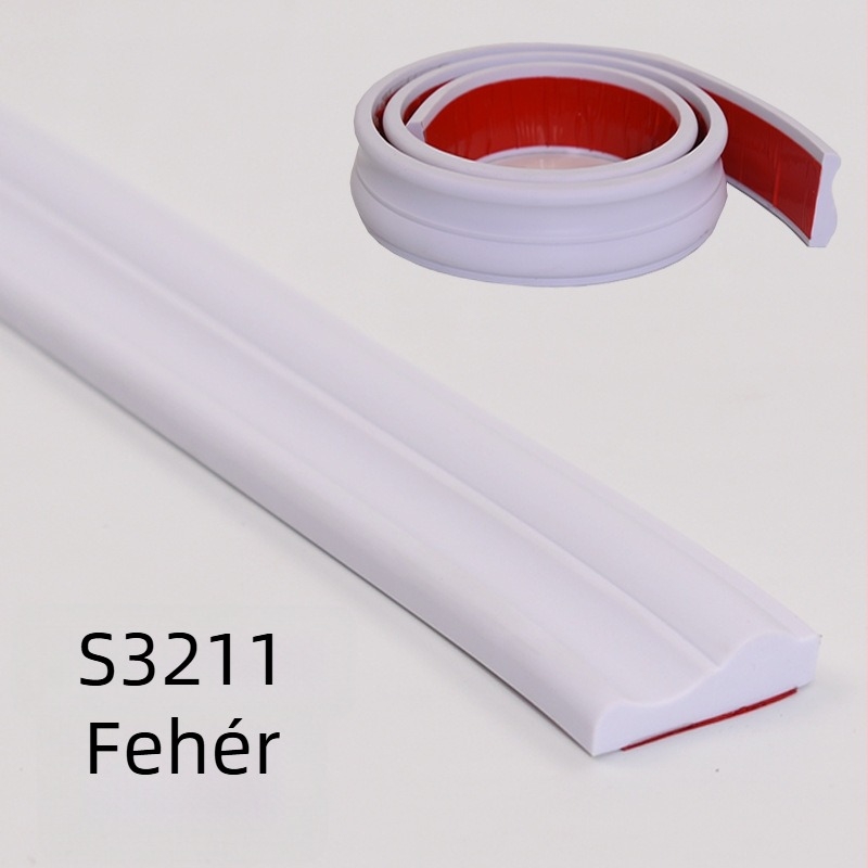 PVC élvédő profil, öntapadós, vízálló, rugalmas, fürdőszoba padlói és falaihoz
