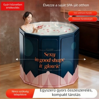 Felnőtt összecsukható fürdőkád fedéllel, vízálló anyagból, izolált, ülőhellyel