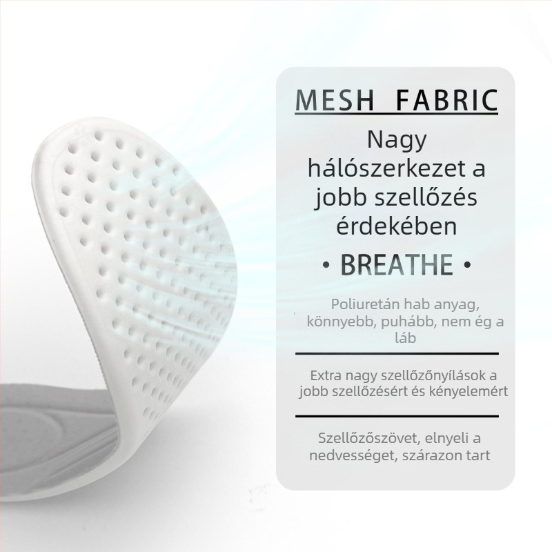 Teljes hosszúságú hálós talpbetét memóriahabos kényelemmel, lélegző kötött anyag PU-val, nedvességelvezető és szagtalanító, uniszex, egész éves használatra