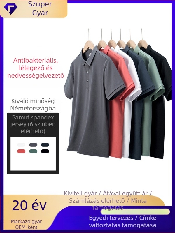 BYB Byb8111 polo – rövid ujjú, testhez álló szabás, egyszínű piqué pamut, lélegző nyári viselet