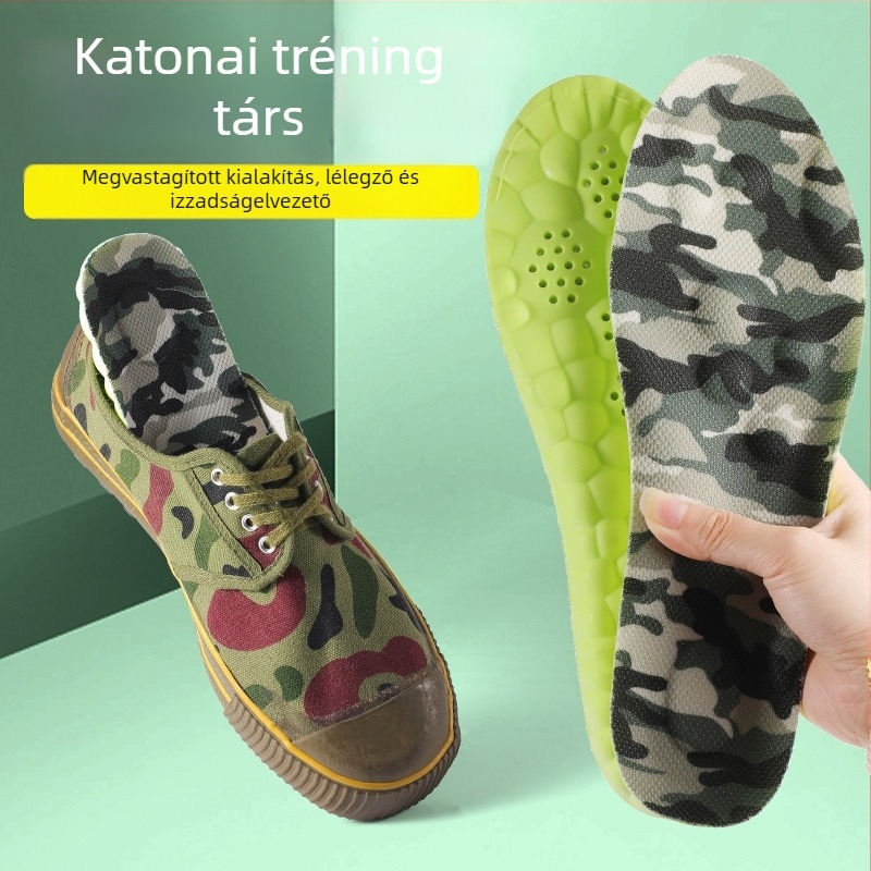 Kamuflázs mintázatú 4D katonai edzőtalpbetét — puha ütéscsillapítás, lélegző, izzadságot felszívó, teljes hosszúságú talpbetét, modell 5124-2