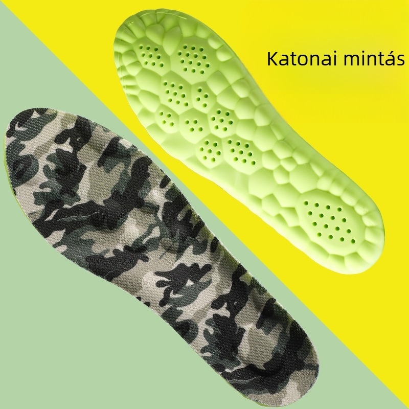 Kamuflázs mintázatú 4D katonai edzőtalpbetét — puha ütéscsillapítás, lélegző, izzadságot felszívó, teljes hosszúságú talpbetét, modell 5124-2