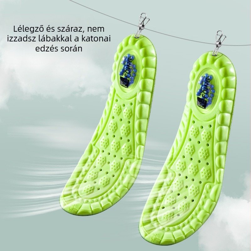 PU légpárnás ütéscsillapító sporttalpbetét, masszázs, popcorn textúra, izzadás-abszorpció, modell 6651, teljes talpbetét