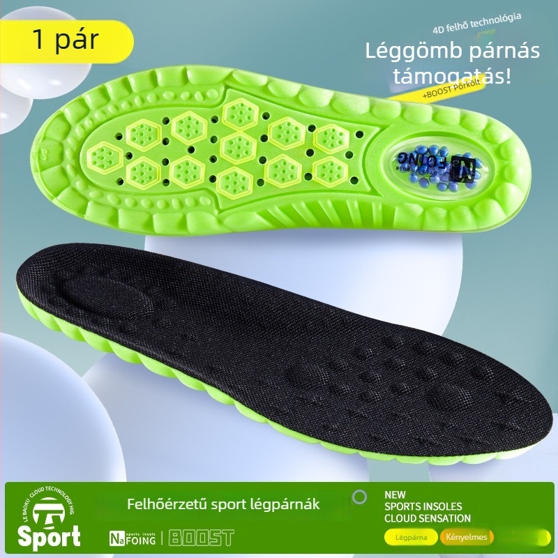 PU légpárnás ütéscsillapító sporttalpbetét, masszázs, popcorn textúra, izzadás-abszorpció, modell 6651, teljes talpbetét