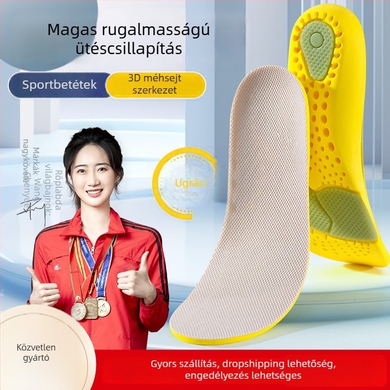 PU anyagú sportbetétek futócipőkhöz és csizmákhoz; lélegzők és izzadságot elnyelőek, dezodoráló légpárnák; teljes talp; uniszex.
