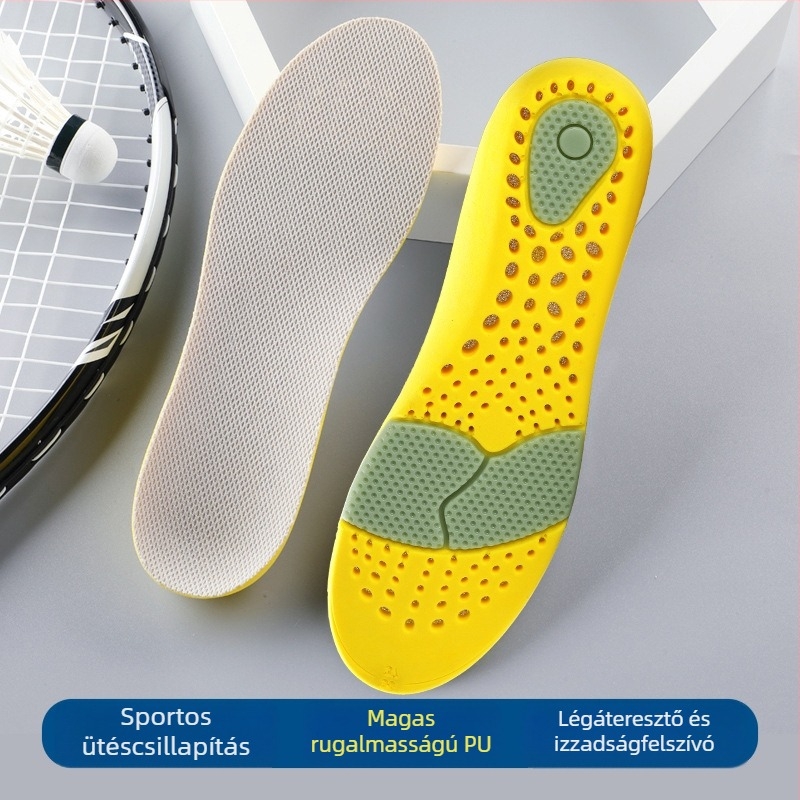 PU anyagú sportbetétek futócipőkhöz és csizmákhoz; lélegzők és izzadságot elnyelőek, dezodoráló légpárnák; teljes talp; uniszex.