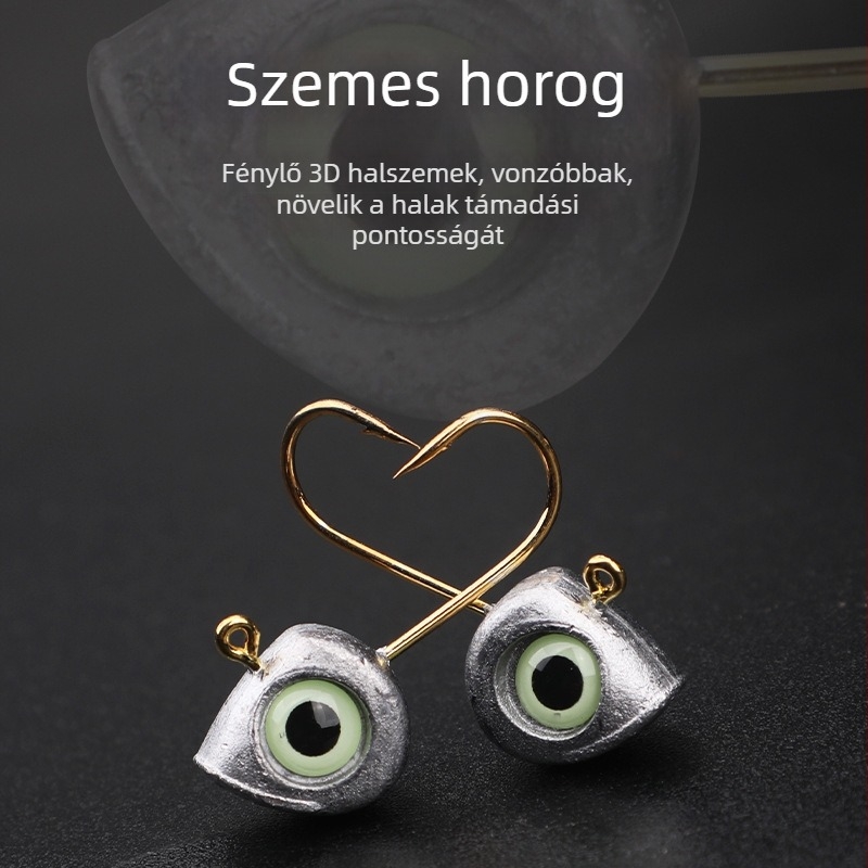 Ólomfejű horog, mikrofényű 3D hal szemmel, tengeri hajós horgászathoz, doboz 1000