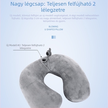Felfújható U alakú nyakpárna poliészter rost töltettel és Dél-Koreai velúr anyaggal, modern minimalist stílusú utazási párna, tömeg legfeljebb 0,5 kg