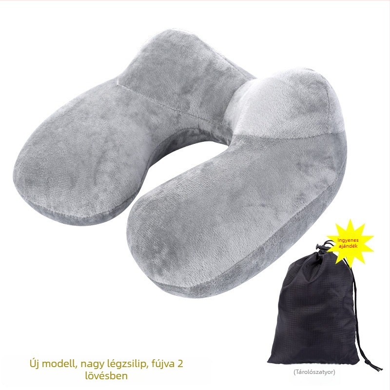 Felfújható U alakú nyakpárna poliészter rost töltettel és Dél-Koreai velúr anyaggal, modern minimalist stílusú utazási párna, tömeg legfeljebb 0,5 kg