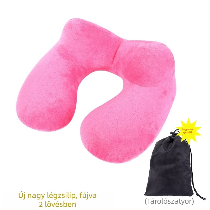 Felfújható U alakú nyakpárna poliészter rost töltettel és Dél-Koreai velúr anyaggal, modern minimalist stílusú utazási párna, tömeg legfeljebb 0,5 kg
