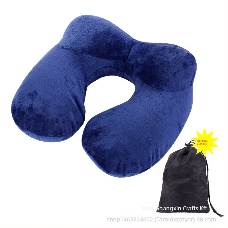 Felfújható U alakú nyakpárna poliészter rost töltettel és Dél-Koreai velúr anyaggal, modern minimalist stílusú utazási párna, tömeg legfeljebb 0,5 kg