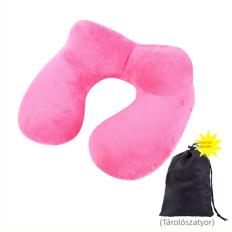 Felfújható U alakú nyakpárna poliészter rost töltettel és Dél-Koreai velúr anyaggal, modern minimalist stílusú utazási párna, tömeg legfeljebb 0,5 kg