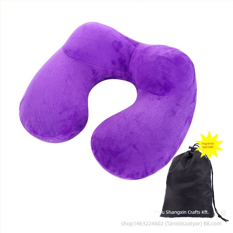 Felfújható U alakú nyakpárna poliészter rost töltettel és Dél-Koreai velúr anyaggal, modern minimalist stílusú utazási párna, tömeg legfeljebb 0,5 kg