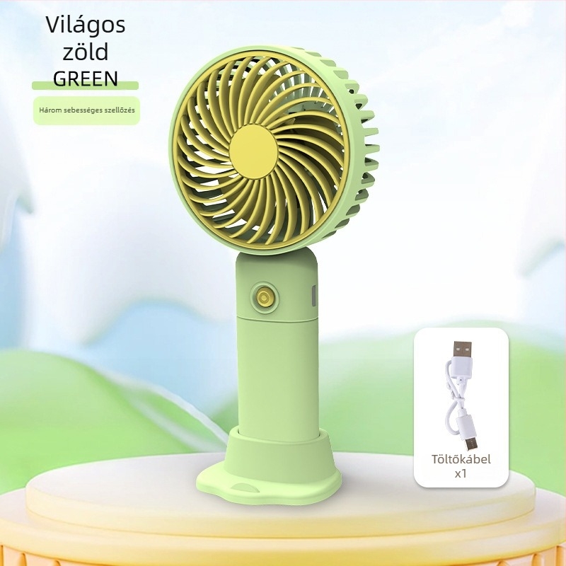 Asztali USB újratölthető mini ventilátor telefontartóval, 3 lapát, 3 sebességfokozat, zaj 36-45 dB