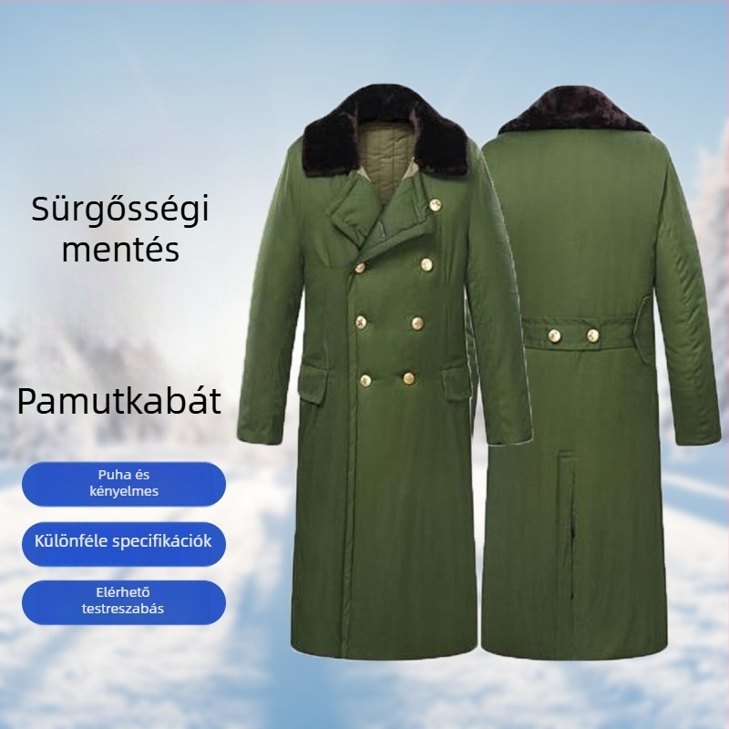 Uniszex pamut téli kabát katonai stílusban, szélvédett és meleg (Pamut; Légáteresztő; Meleg; Nedvesség-elvezetés; Tél)