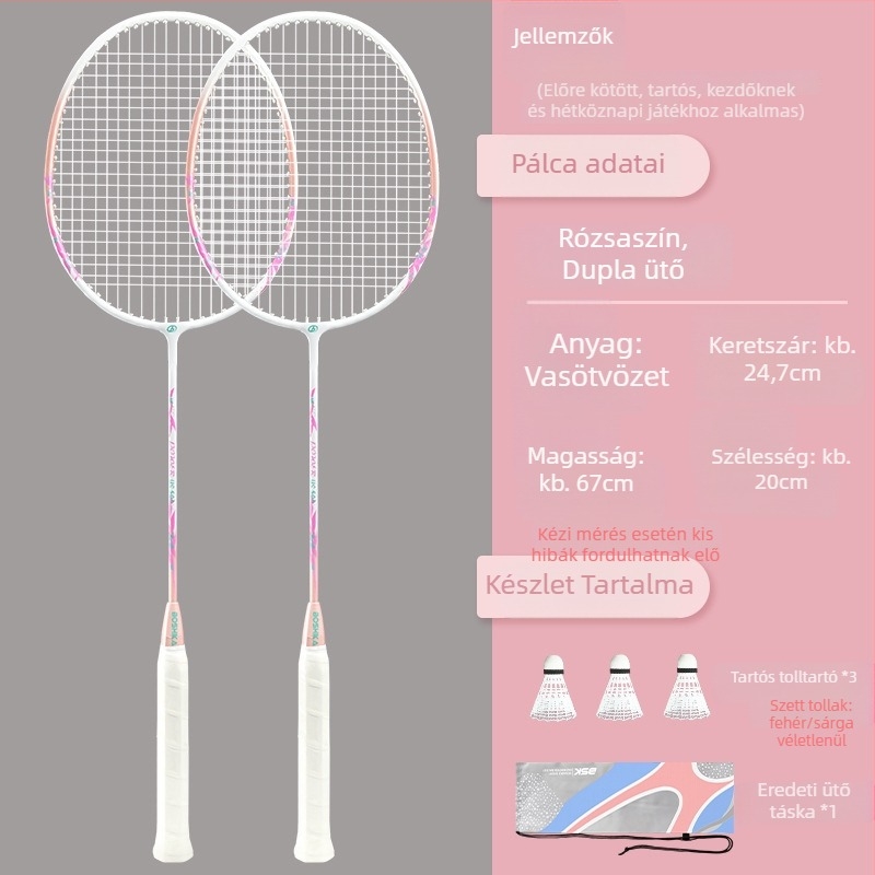 Badmintonütő Bushi Card — ferroötvözet keret, nylon húrozás, kezdő juniorok számára, közepes merevség, logónyomtatás elérhető