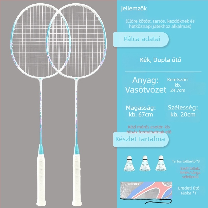 Badmintonütő Bushi Card — ferroötvözet keret, nylon húrozás, kezdő juniorok számára, közepes merevség, logónyomtatás elérhető