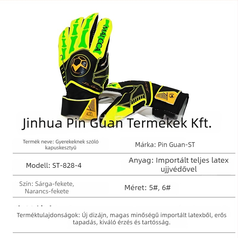 Pinguan kapus kesztyű ujjvédelmes, extra vastag latex, csúszásmentes, uniszex futballhoz (ST-848-4)