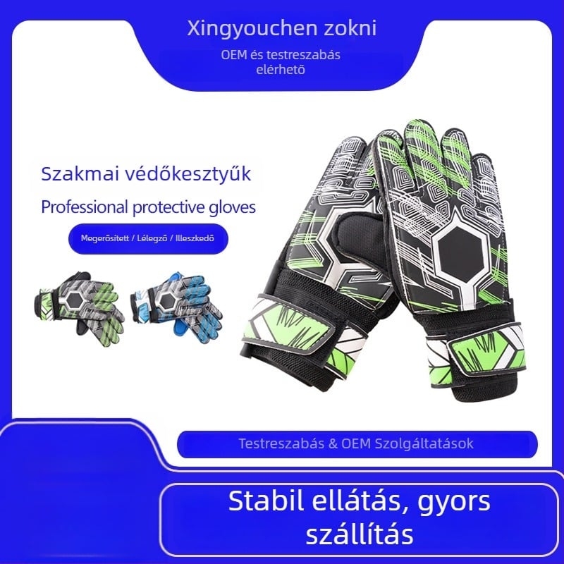 Kapus kesztyűk, PU anyagból, légáteresztő, csúszásmentes, uniszex, futball-edzésekhez és amatőr mérkőzésekhez