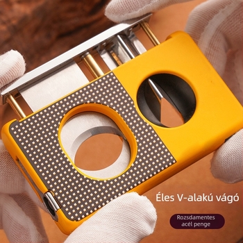 V-alakú szivarvágó rozsdamentes acélból, elektropolírozott felülettel – hordozható, luxus stílus