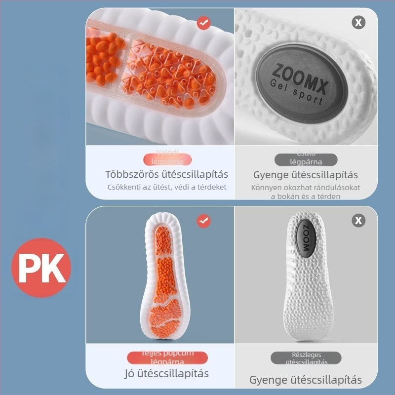 Sport talp PU+ZOOM, légáteresztő és ütéscsillapító, uniszex (Model 820), alkalmas futócipőkhöz, bőr cipőkhöz és bakancsokhoz