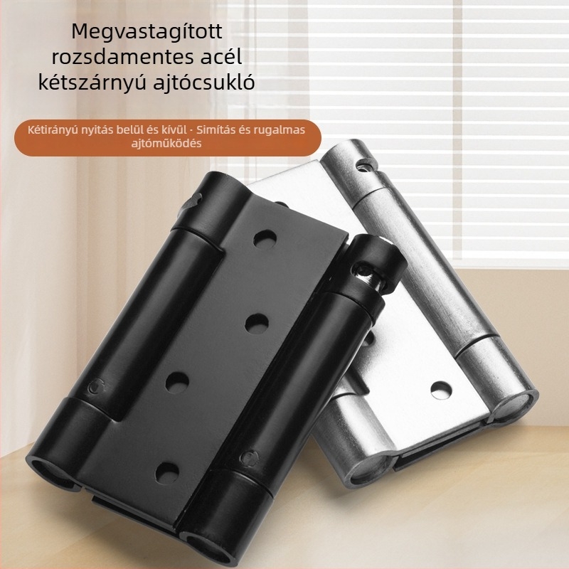 Kétirányú rozsdamentes acél ajtó rugós zsanér, automatikus zárás, polírozott felület + elektroplatálás, modern minimalist dizájn