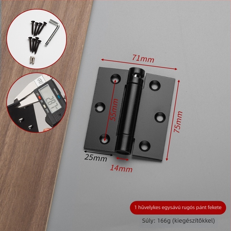 Kétirányú rozsdamentes acél ajtó rugós zsanér, automatikus zárás, polírozott felület + elektroplatálás, modern minimalist dizájn