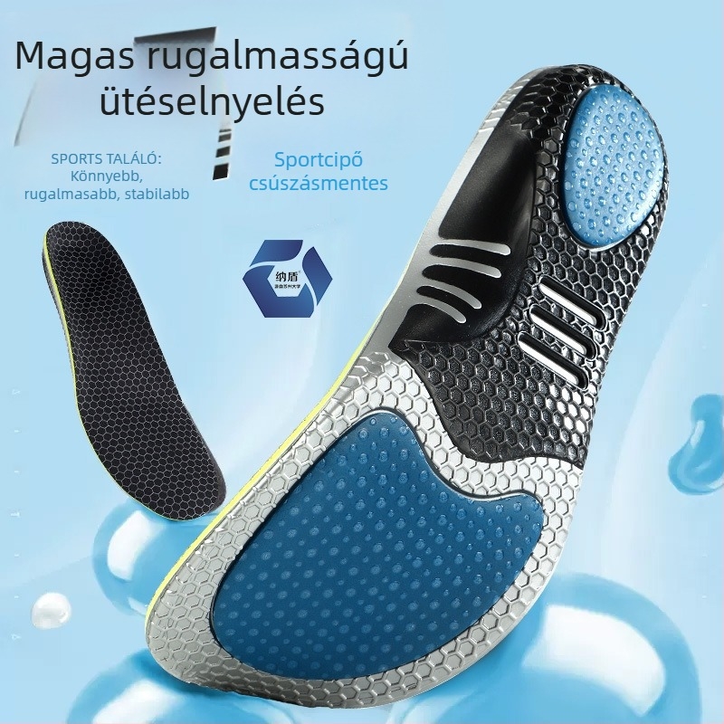 PU sporttalpbetét, magas rugalmasságú ütéscsillapítás, csúszásmentes ortopédiai betét ívtámogatással, lélegző, antibakteriális, szag- és izzadságelnyelő