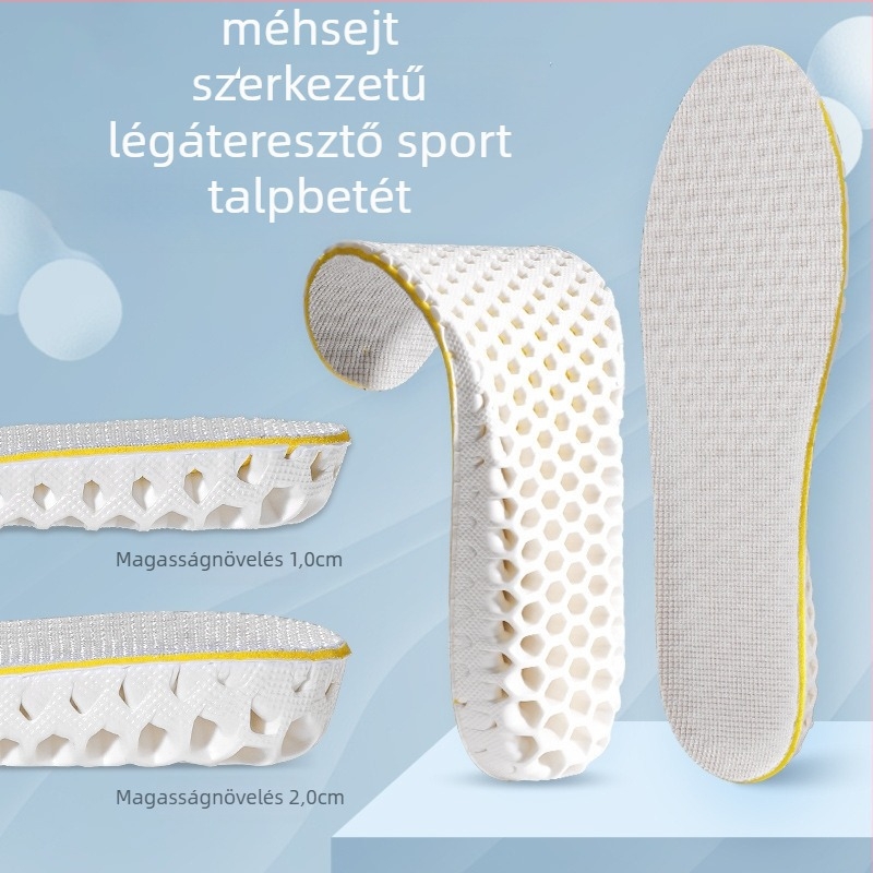 Magasságot növelő talpbetét, légáteresztő cellás dizájn, 1–2 cm emelés, habanyag, teljes hosszúságú