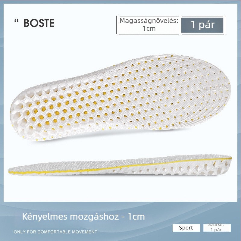 Magasságot növelő talpbetét, légáteresztő cellás dizájn, 1–2 cm emelés, habanyag, teljes hosszúságú