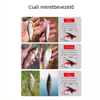 Csali készlet horgászathoz: dupla horog, mini csalik és dobássegítő