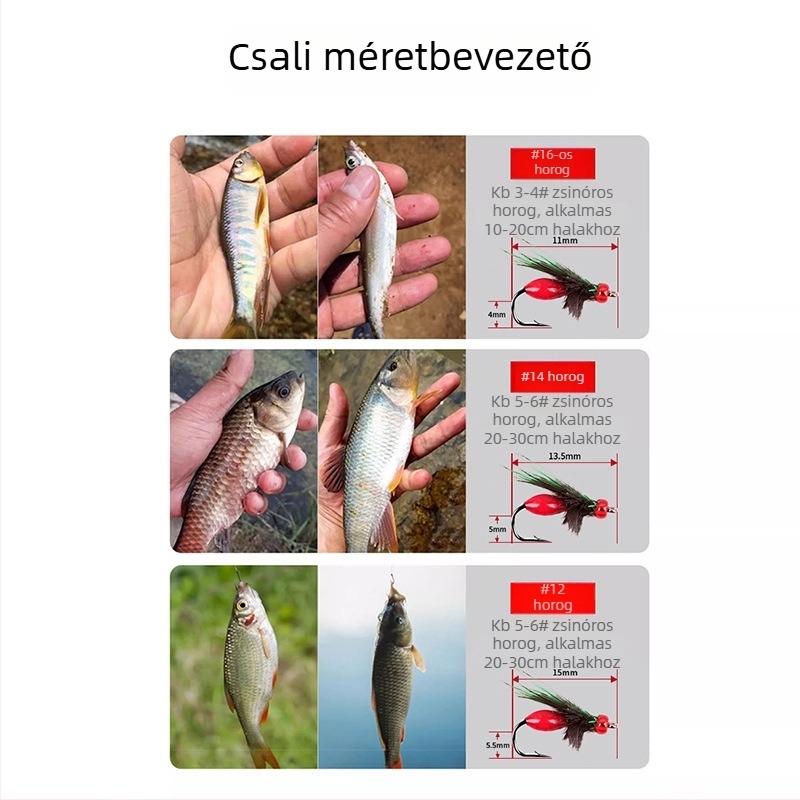 Csali készlet horgászathoz: dupla horog, mini csalik és dobássegítő