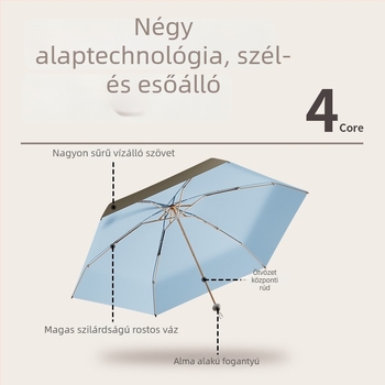 Bodini nap- és esőernyő, UV védelem UPF >50, kompakt öt részes összecsukható, 6 borda, kézi nyitás-zárás, logó testreszabás
